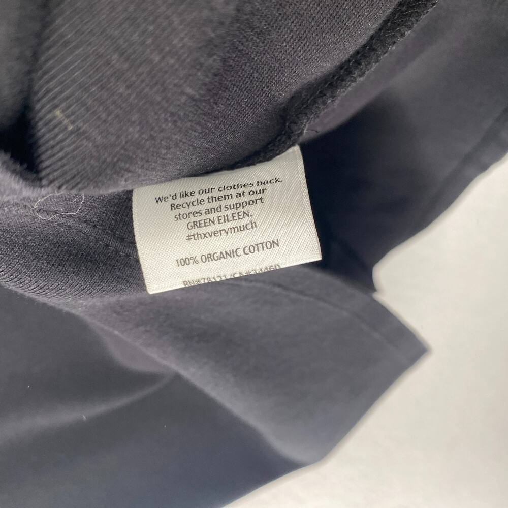 EILEEN FISHER Top S Organic Cotton Ribbed Jersey Scoop Neck Elbow Sleeve Black - Picture 6 of 9